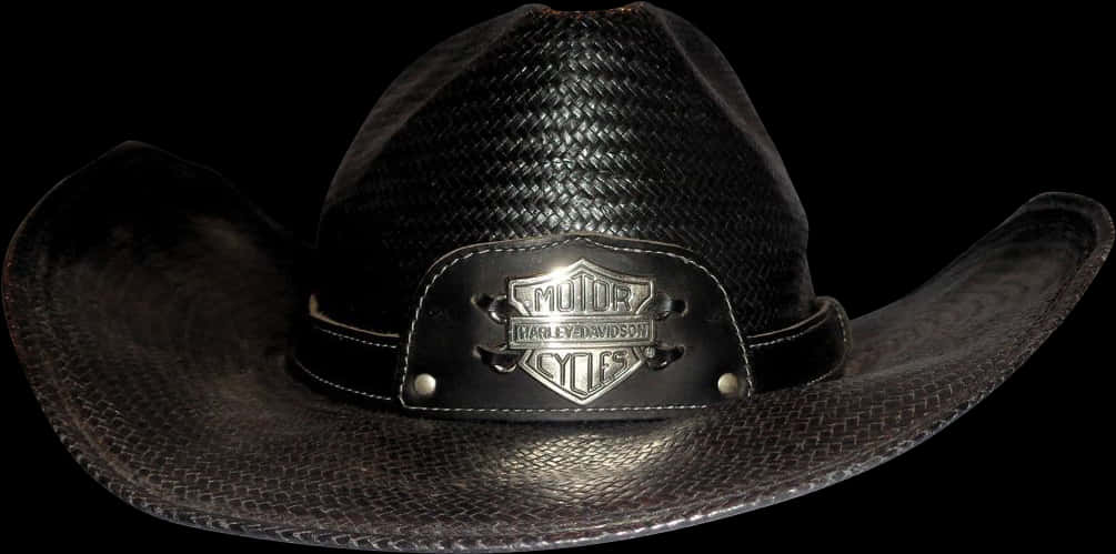 Black Leather Cowboy Hat Harley Davidson PNG Image