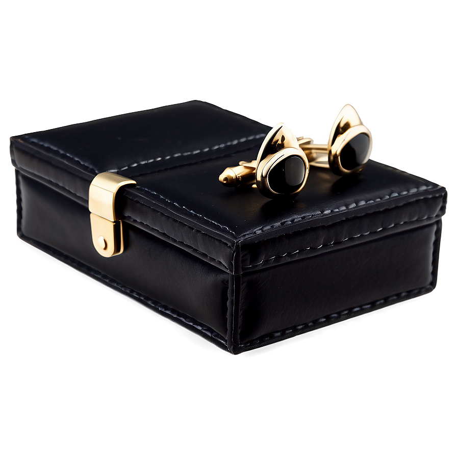 Black Leather Cufflink Box Png 06252024 PNG Image