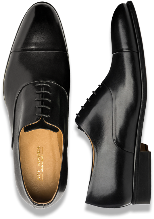 Black Leather Dress Shoes Topand Side View PNG Image