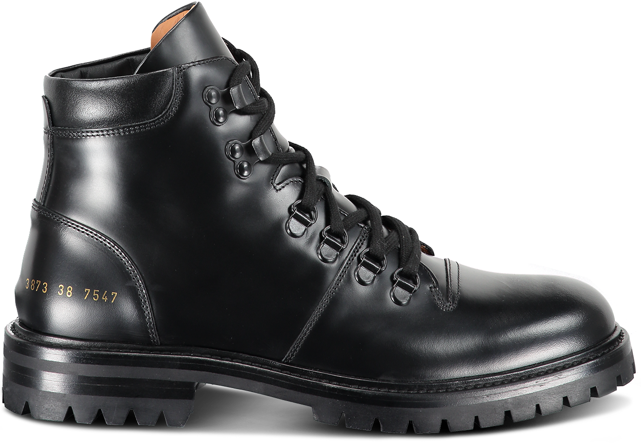 Black Leather Hiking Boot PNG Image