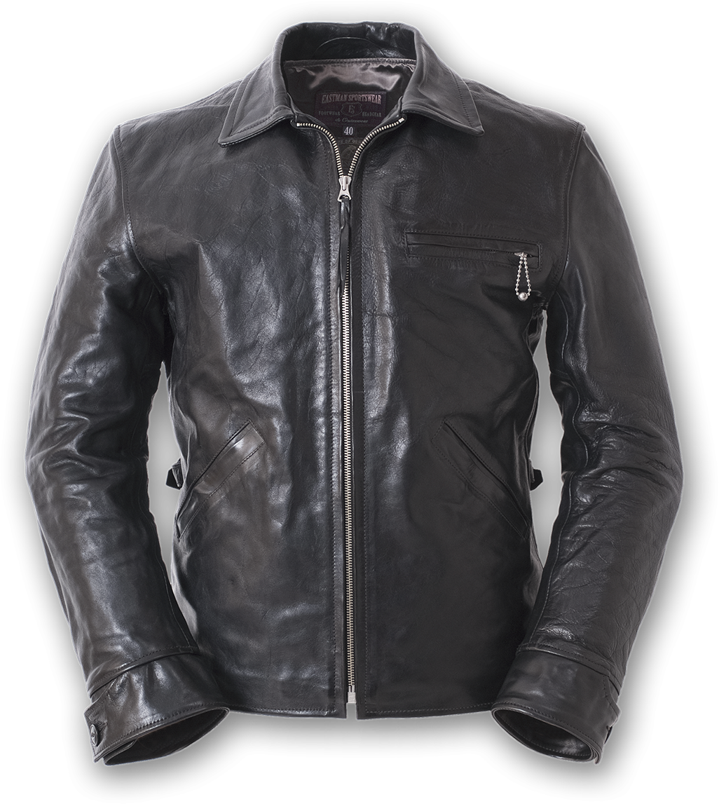 Black Leather Jacket Classic Style PNG Image