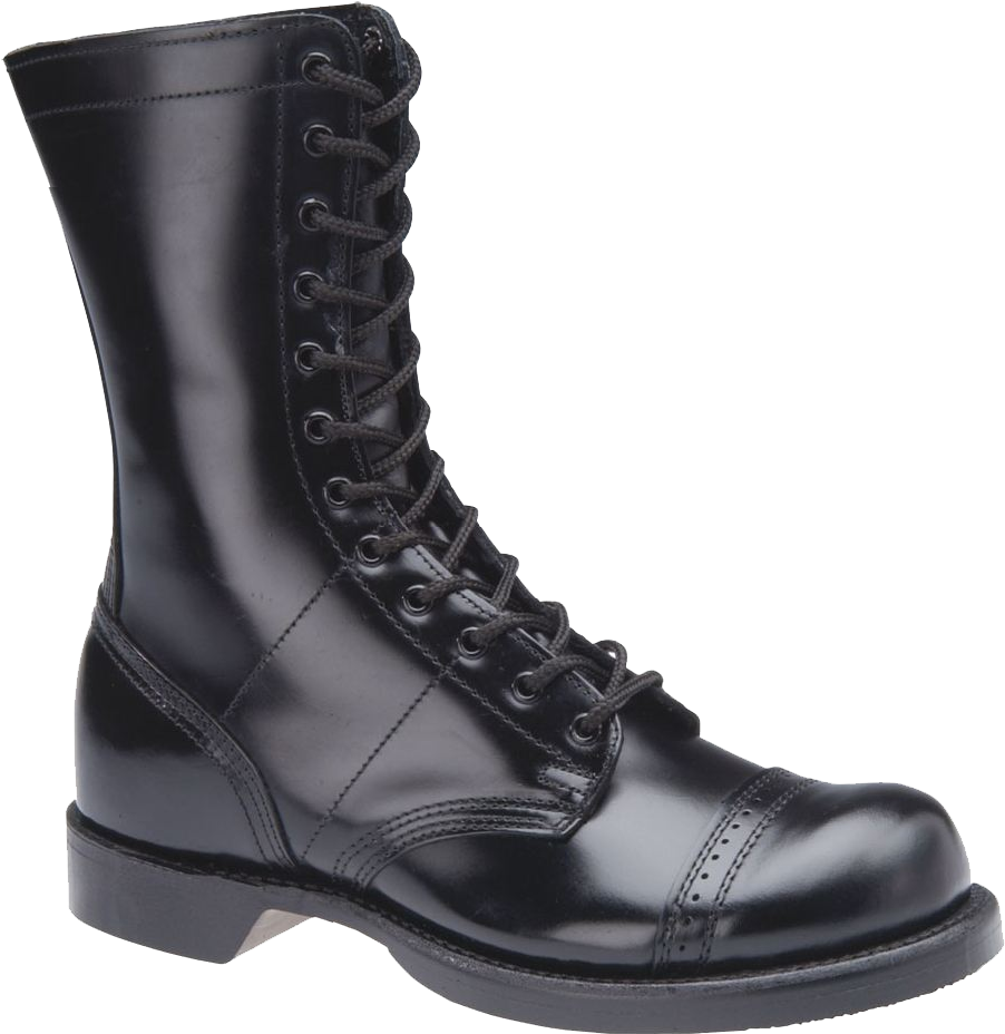 Black Leather Military Boot PNG Image