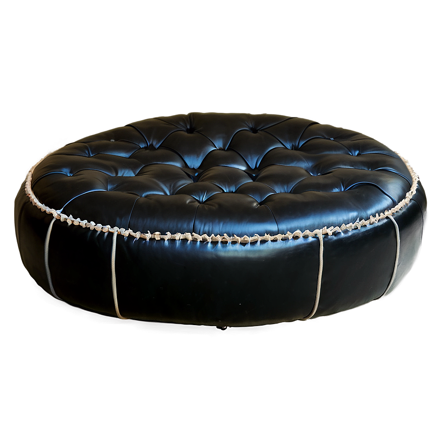 Black Leather Ottoman Png 06252024 PNG Image