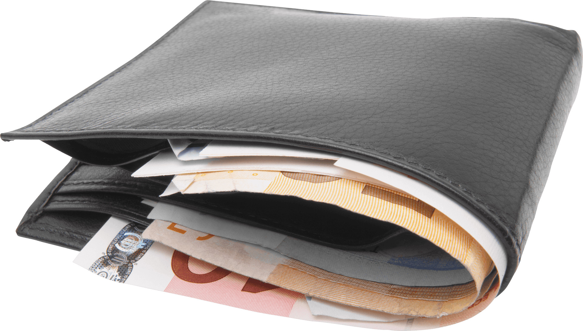 Black Leather Wallet With Cash PNG Image