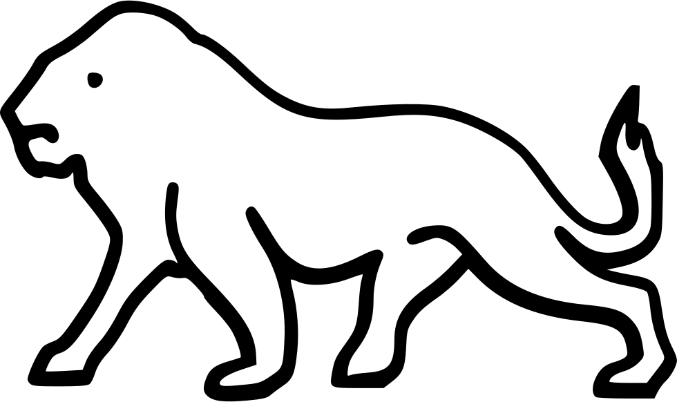 Black Lion Silhouette Outline PNG Image