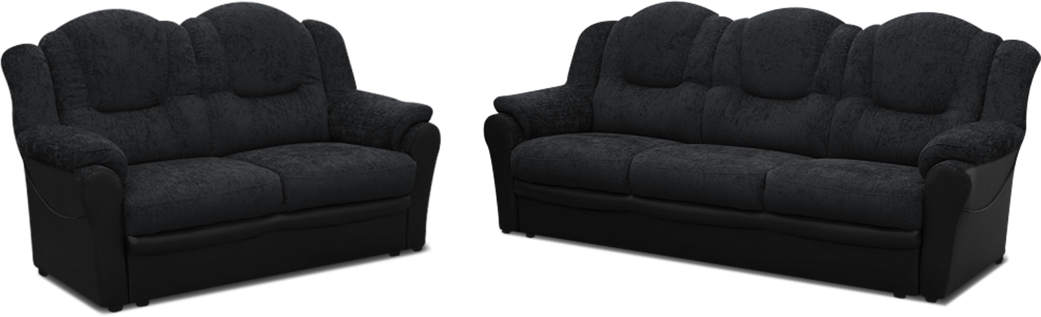 Black Loveseatand Sofa Set PNG Image