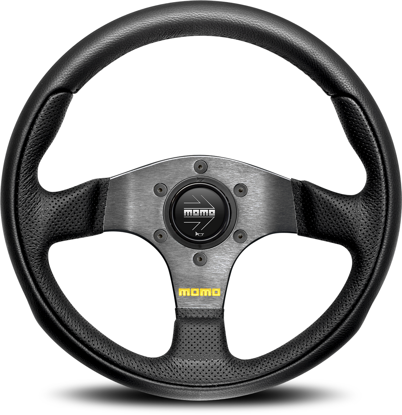 Black M O M O Racing Steering Wheel PNG Image