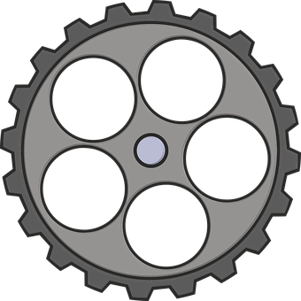 Black Mechanical Gear Icon PNG Image