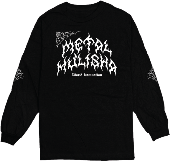 Black Metallica World Domination Long Sleeve Shirt PNG Image