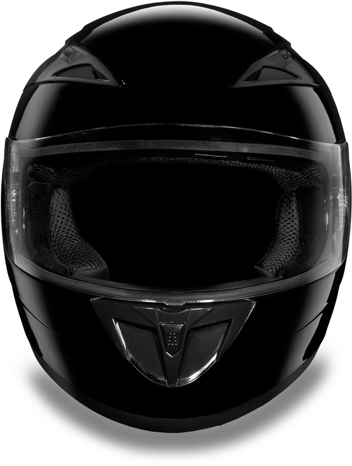 Black Motorcycle Helmet Front View PNG Image