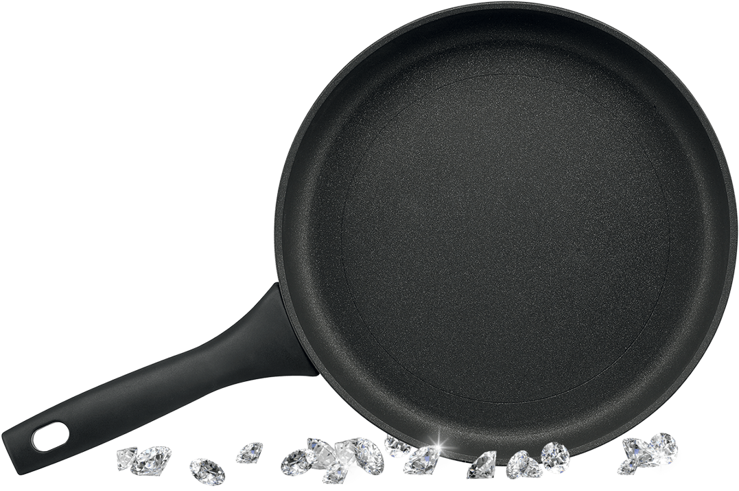 Black Nonstick Frying Panwith Ice Crystals PNG Image