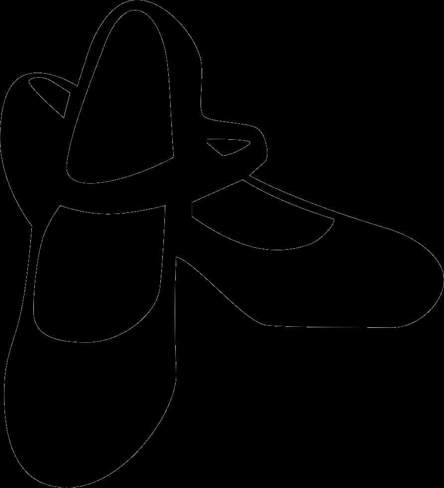 Black Outline Flat Shoe Illustration PNG Image