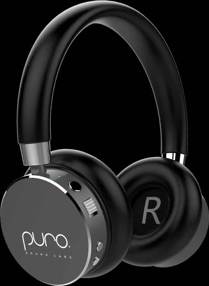 Black Over Ear Headphones Puro Sound Labs PNG Image