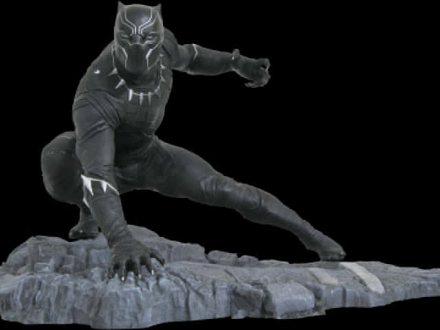 Black Panther Action Pose PNG Image