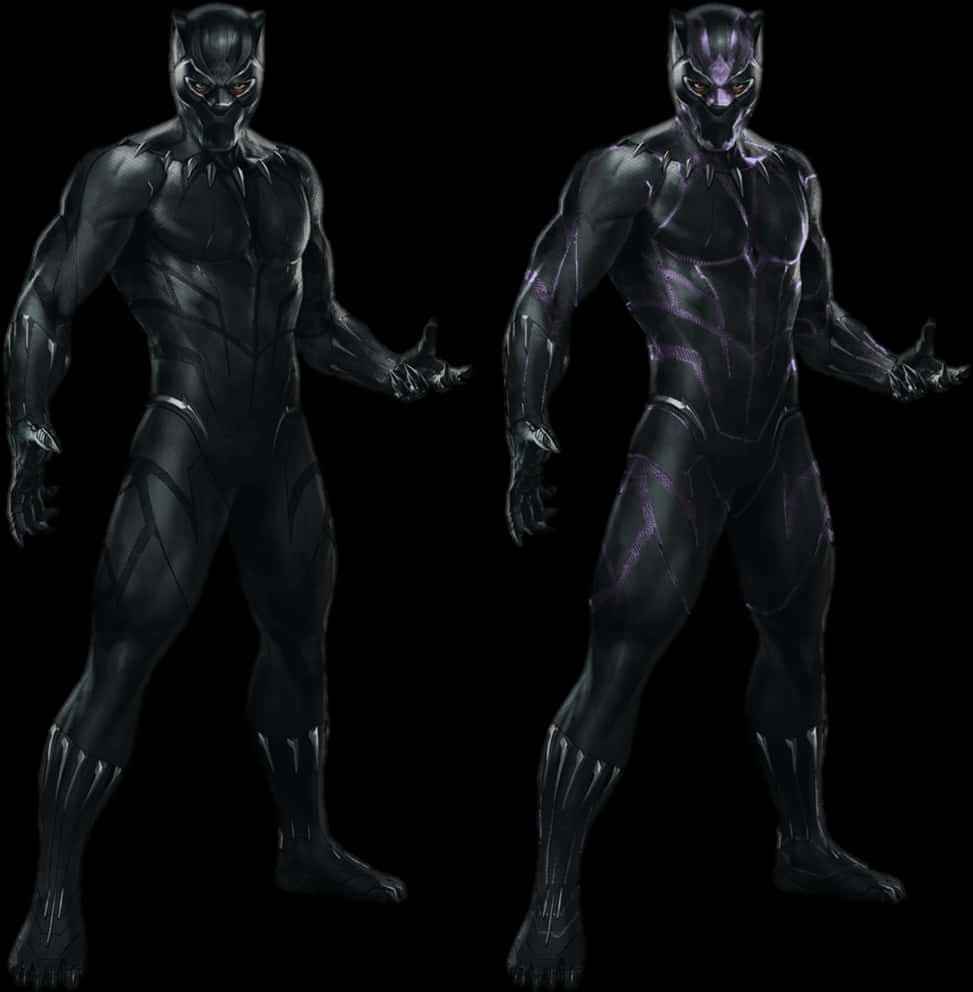 Black Panther Suit Comparison PNG Image