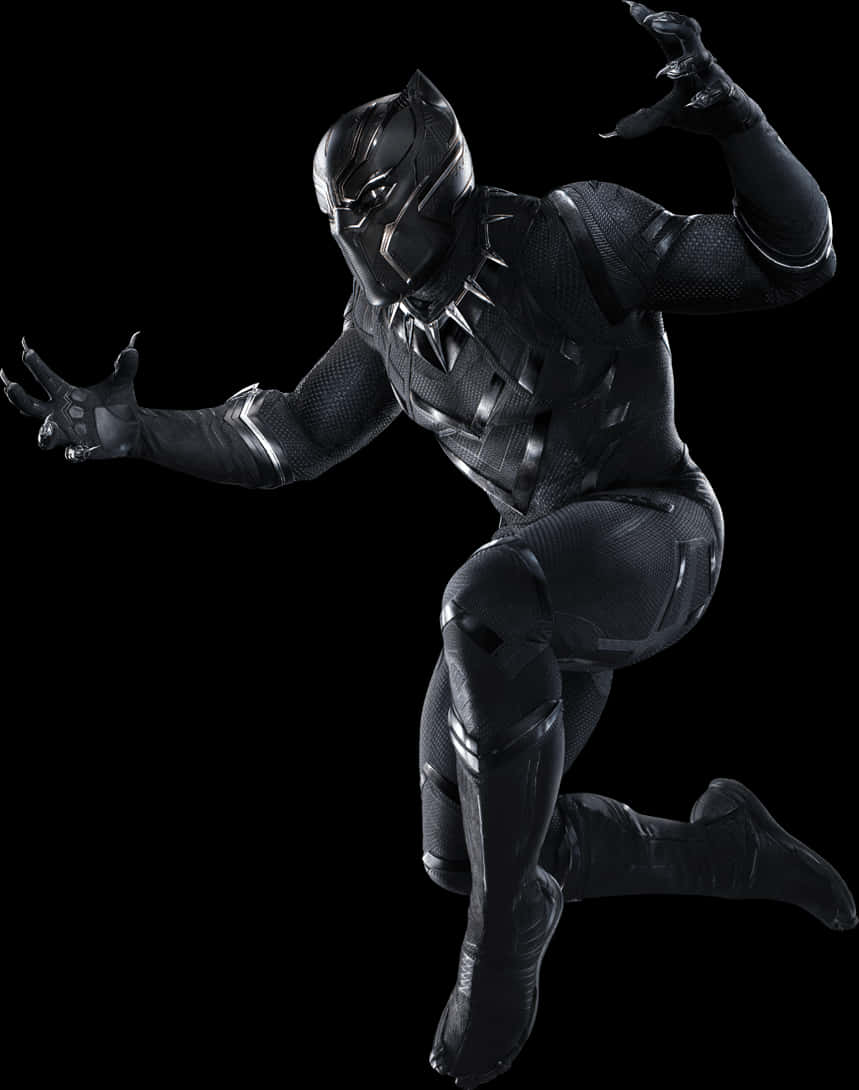 Black Pantherin Action Pose PNG Image