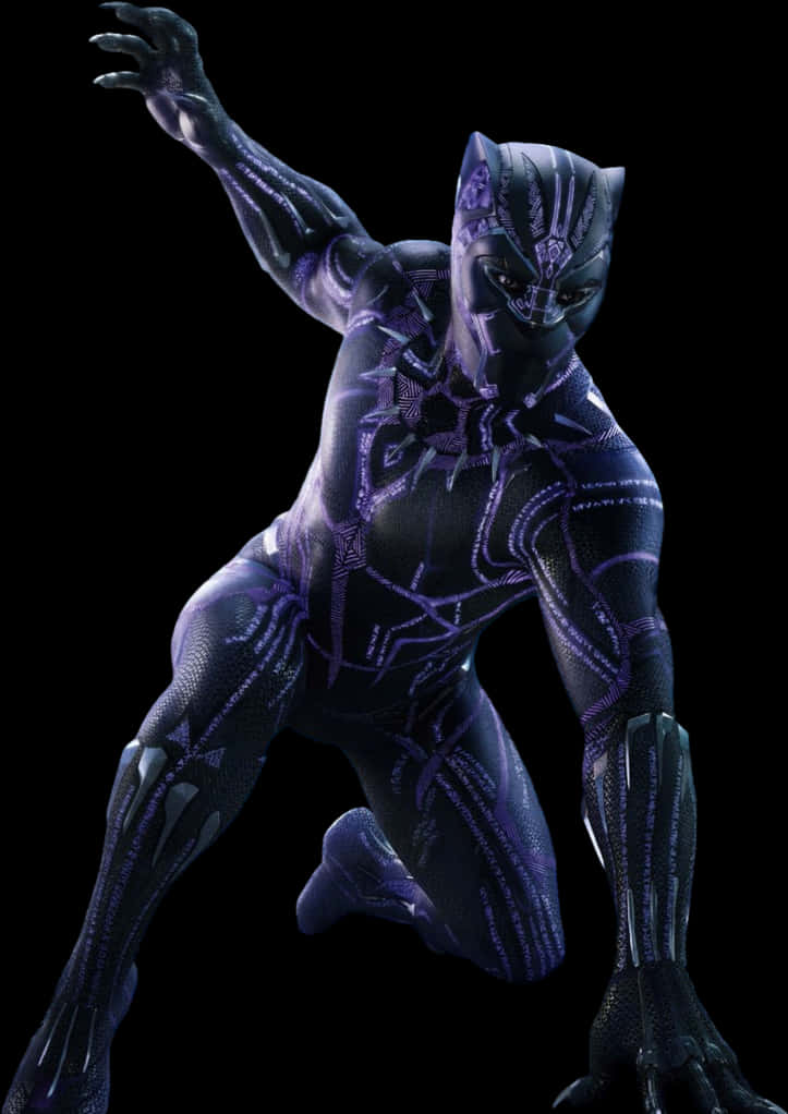 Black Pantherin Action Pose PNG Image