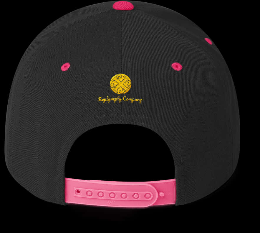 Black Pink Snapback Hat Rear View PNG Image