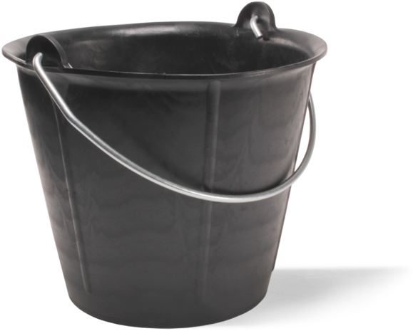 Black Plastic Bucketwith Handle PNG Image