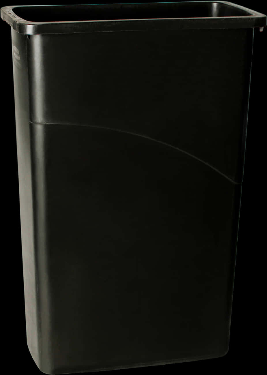 Black Plastic Trash Can Single PNG Image