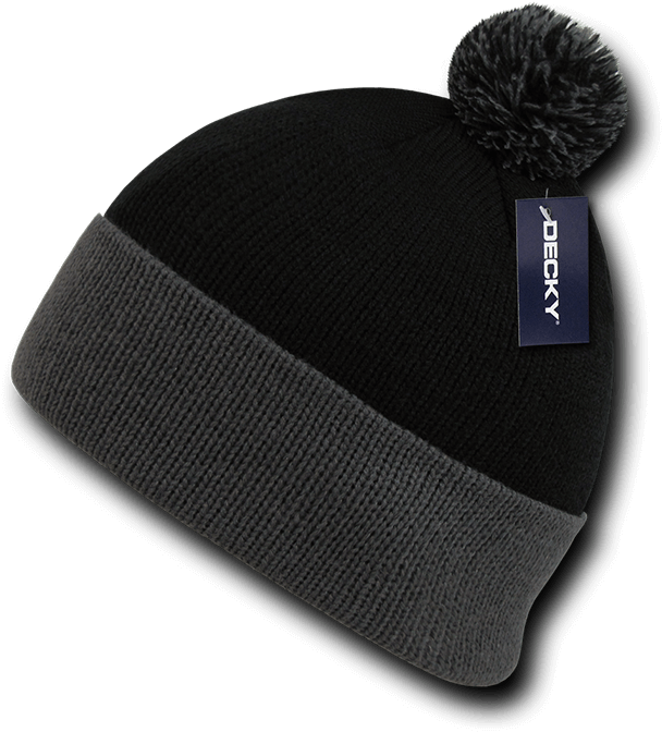 Black Pom Pom Beanie Hat PNG Image