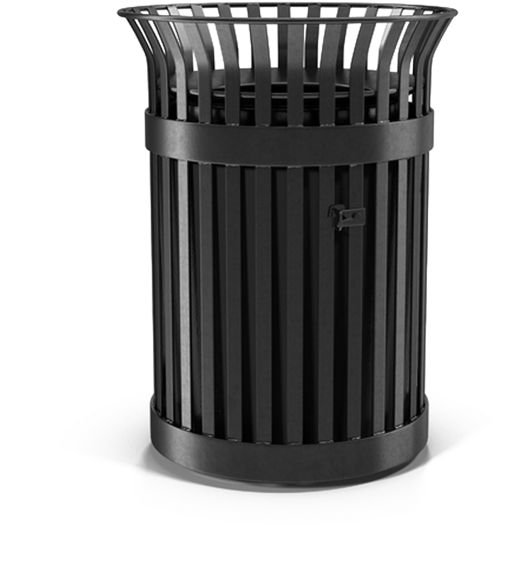 Black Public Trash Bin PNG Image