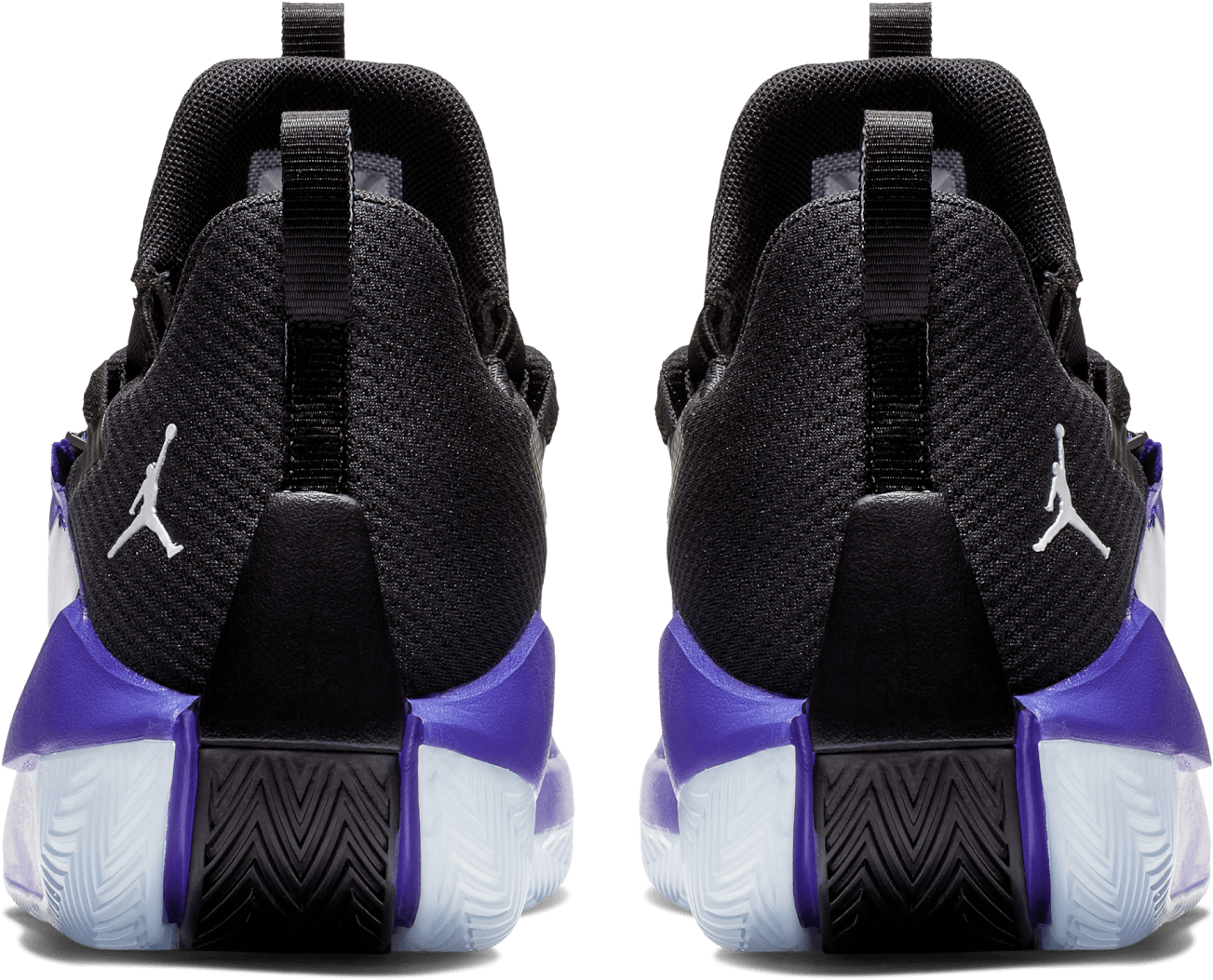 Black Purple Sneakers Rear View PNG Image