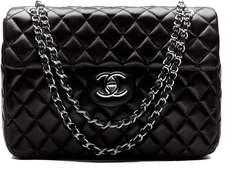 Black Quilted Designer Purse PNG Image