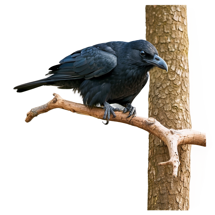 Black Raven On Branch Png 06122024 PNG Image