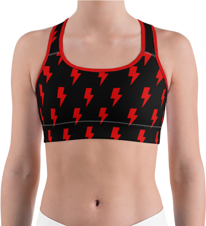 Black Red Lightning Crop Top PNG Image