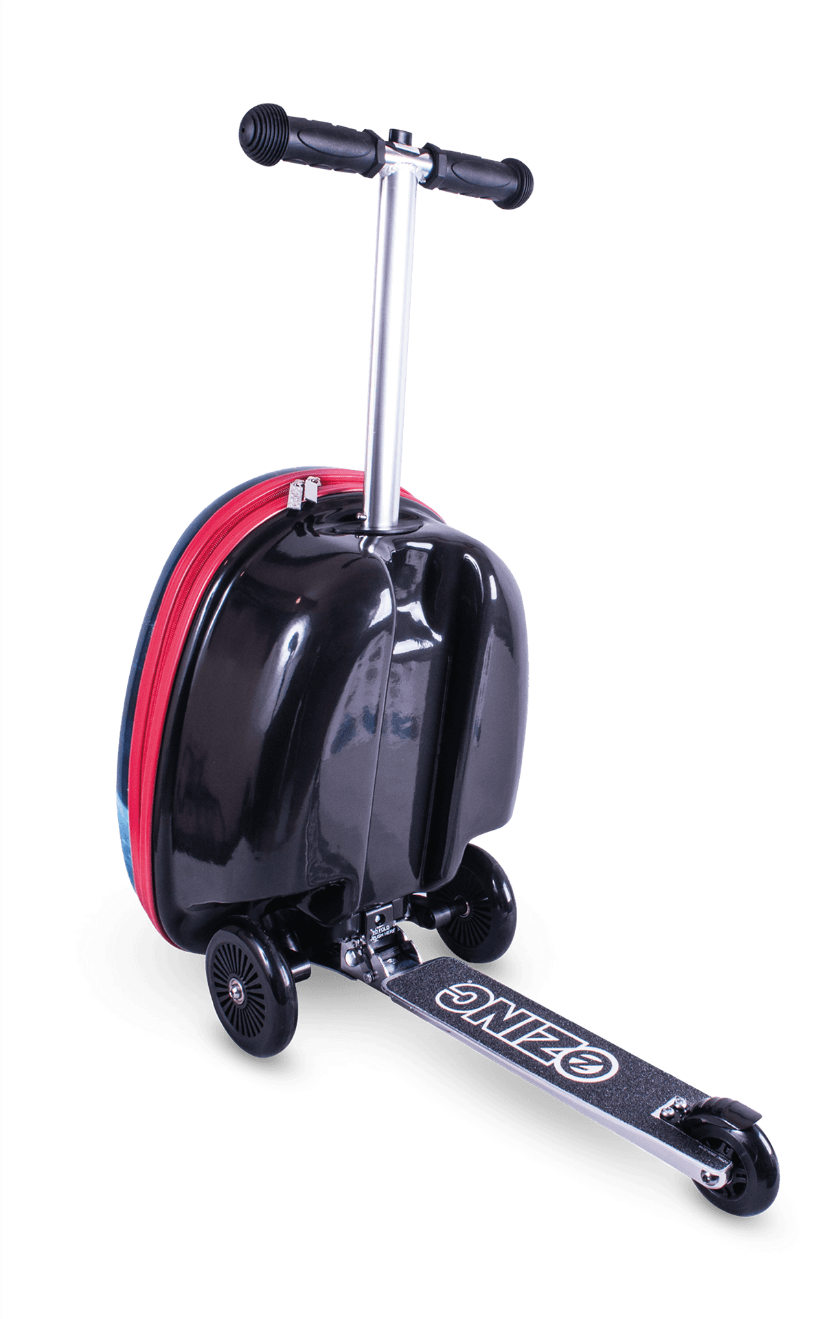 Black Red Suitcase Scooter PNG Image