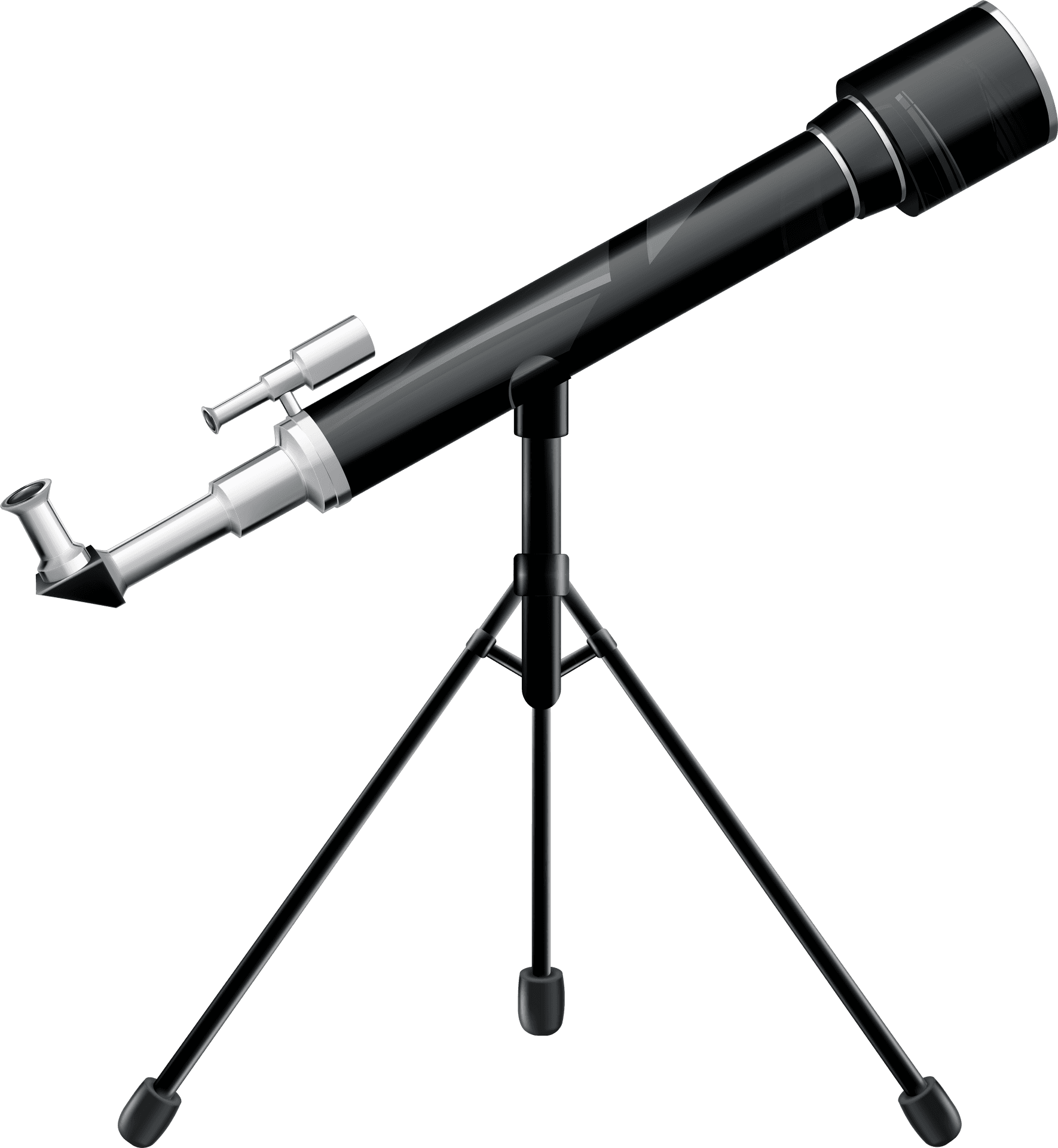 Black Refractor Telescopeon Tripod PNG Image