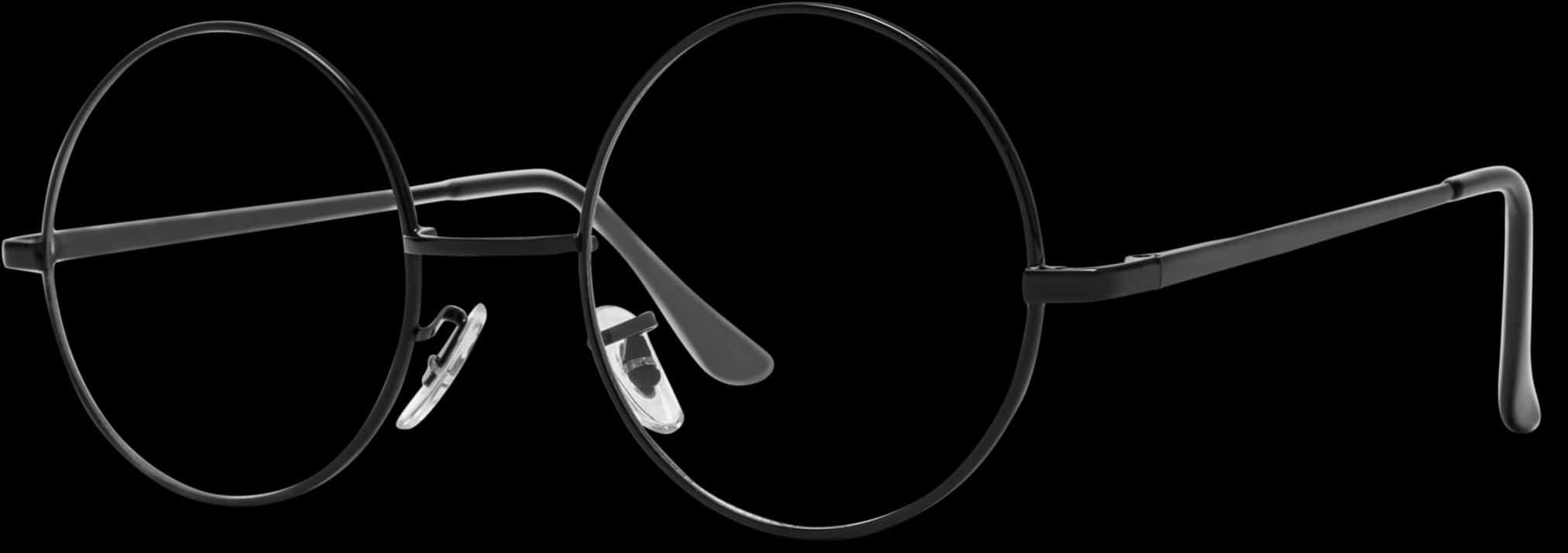 Black Round Glasses Isolated PNG Image