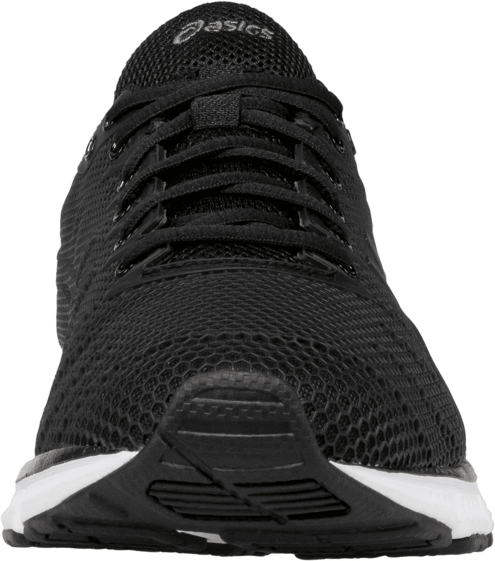 Black Running Shoe Front View PNG Image