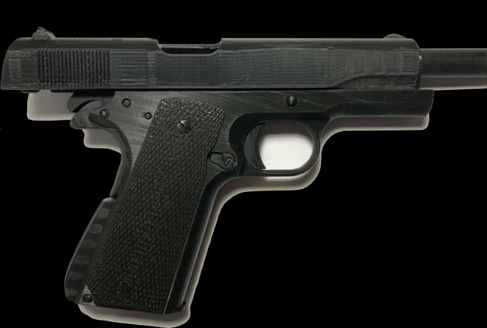 Black Semiautomatic Pistolon Dark Background.jpg PNG Image