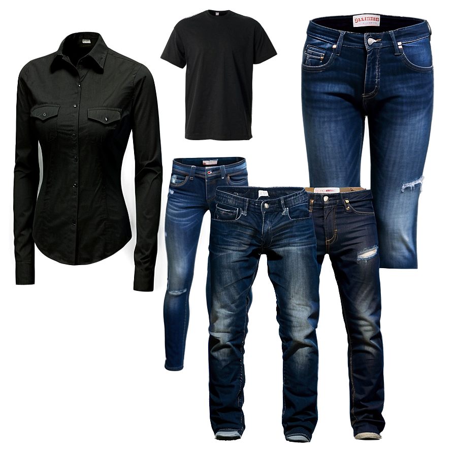 Black Shirt And Jeans Png 05252024 PNG Image