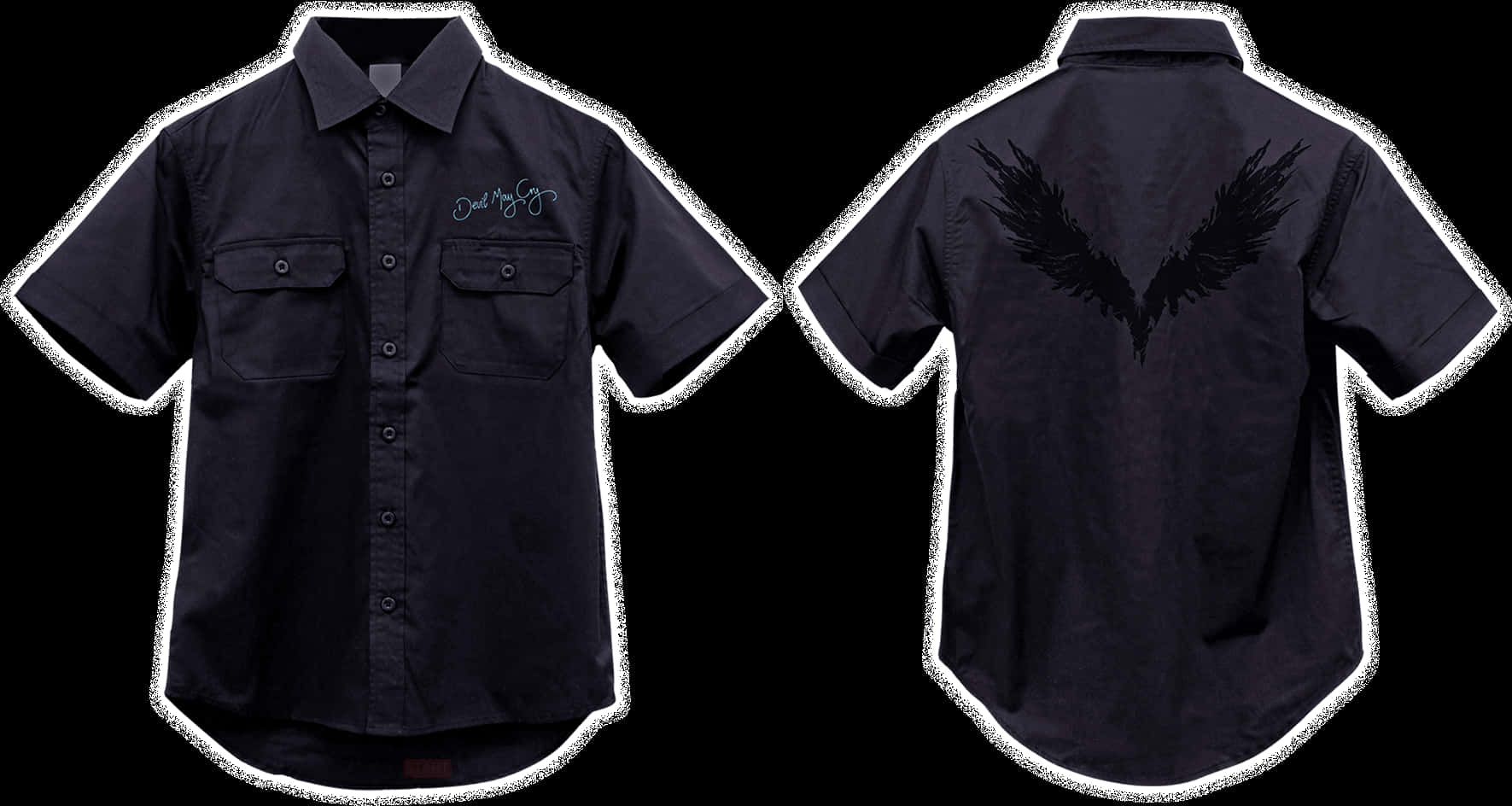 Black Shirt Wings Design PNG Image