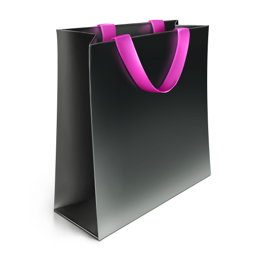 Black Shopping Bag Pink Handles PNG Image