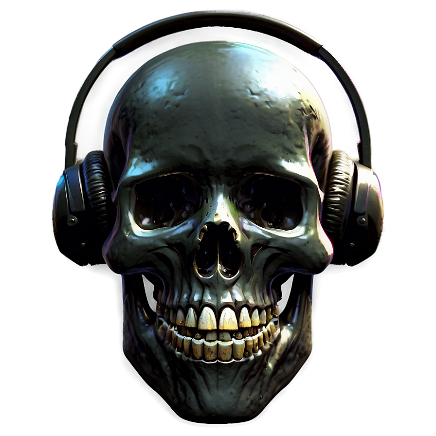 Black Skull With Headphones Png Ifu44 PNG Image