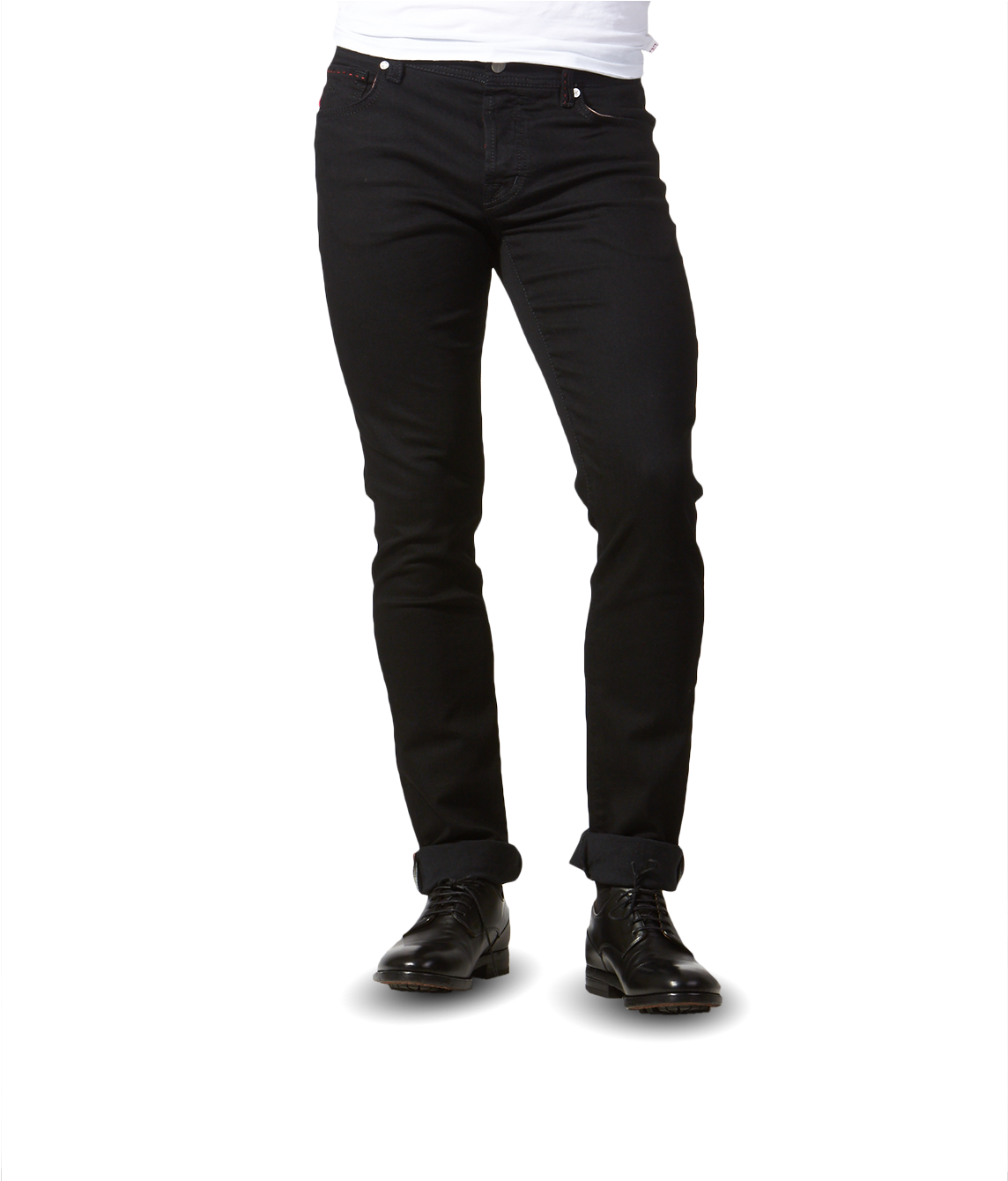 Black Slim Fit Jeans Product Showcase PNG Image