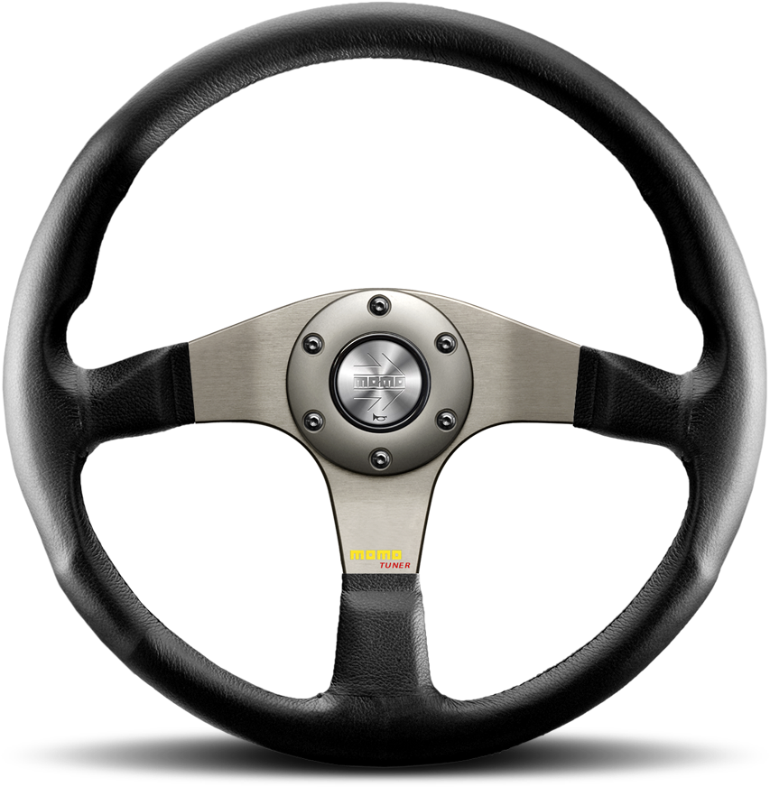 Black Sports Car Steering Wheel PNG Image