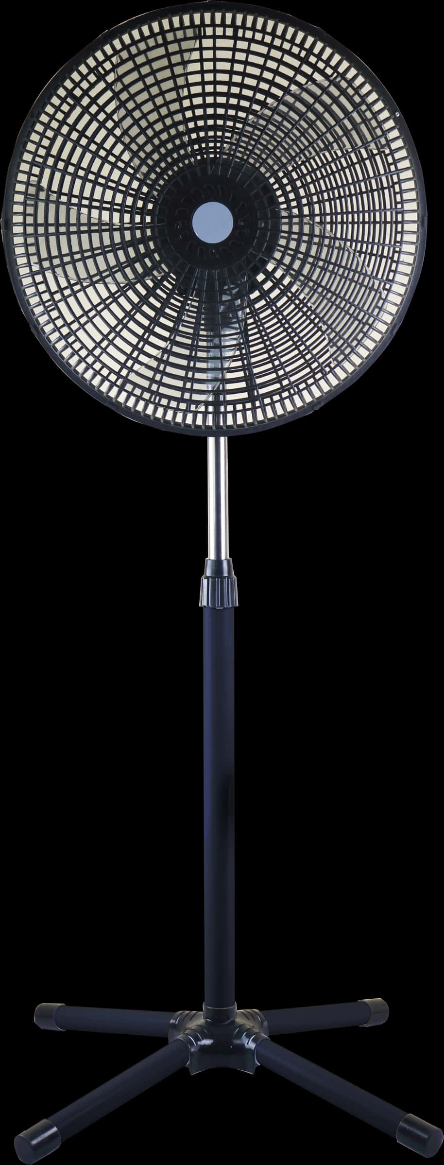 Black Standing Fan Isolatedon Black Background.jpg PNG Image