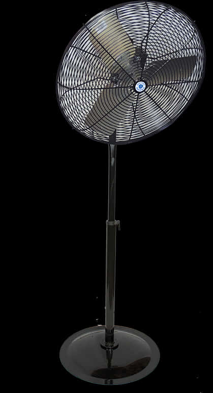 Black Standing Fan Isolatedon Black Background.jpg PNG Image