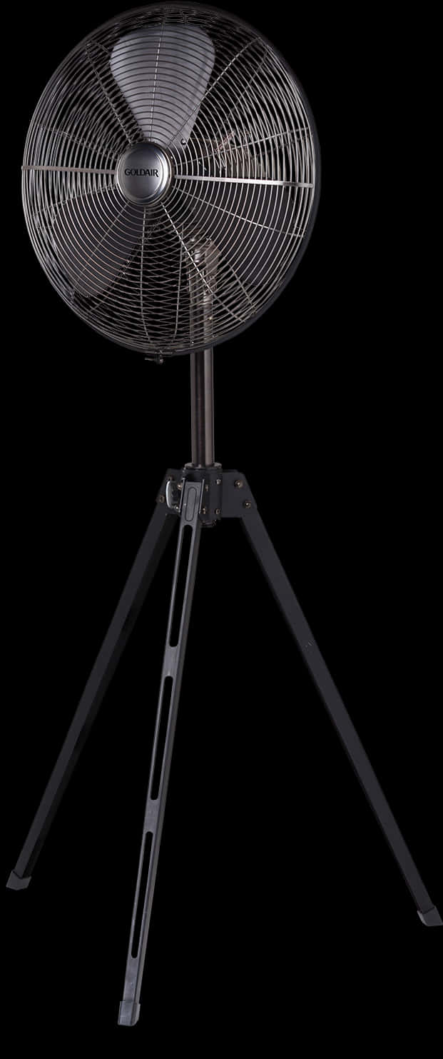 Black Standing Fan Isolatedon Dark Background.jpg PNG Image