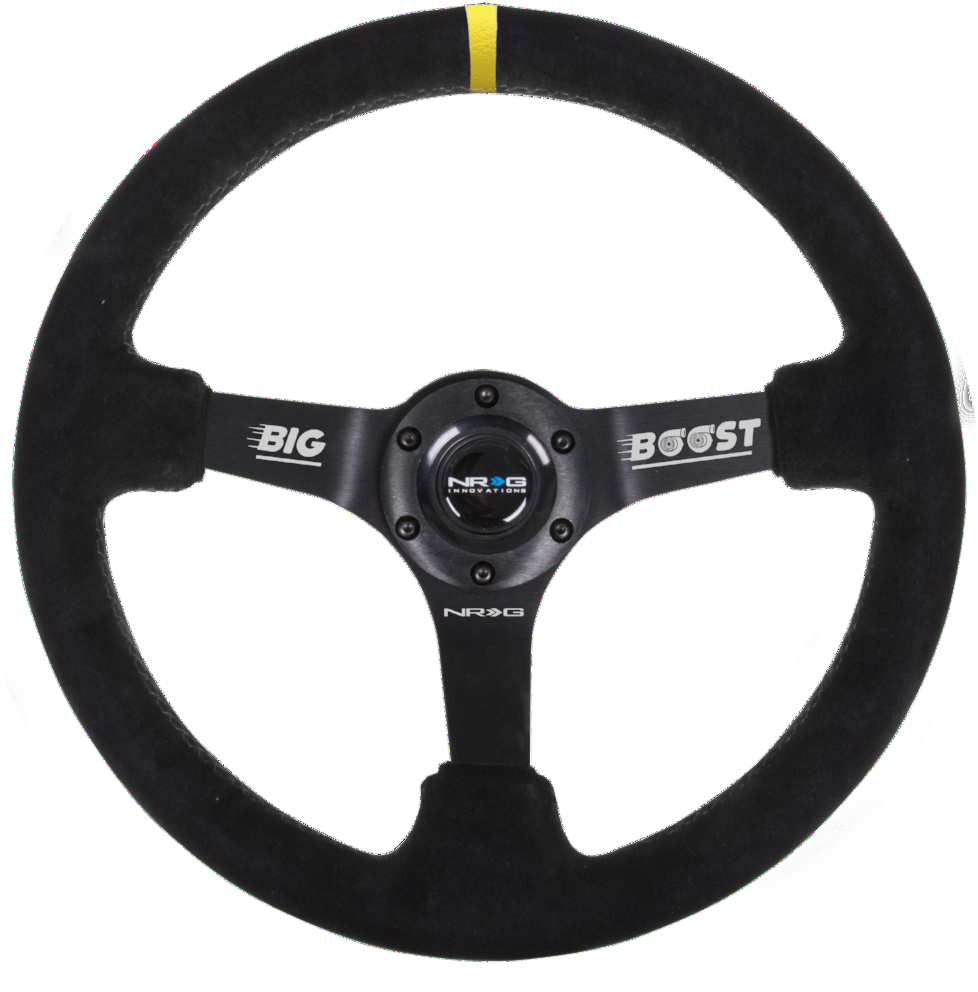 Black Suede N R G Steering Wheel PNG Image