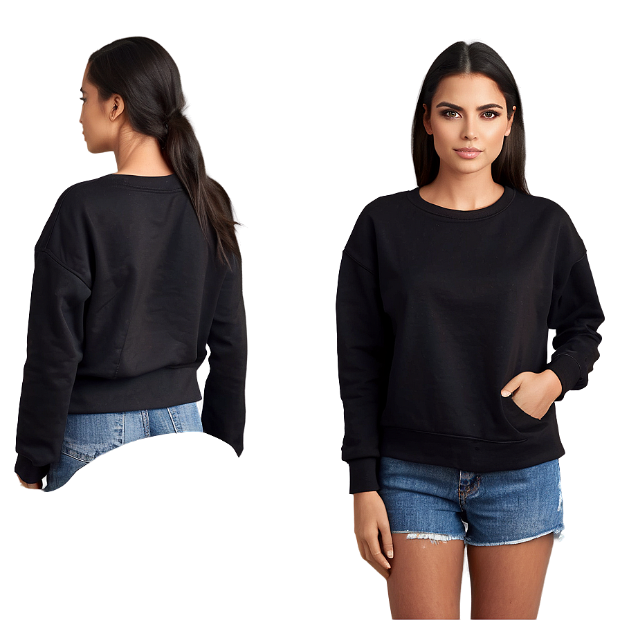 Black Sweatshirt With Asymmetrical Hem Png Jhx PNG Image