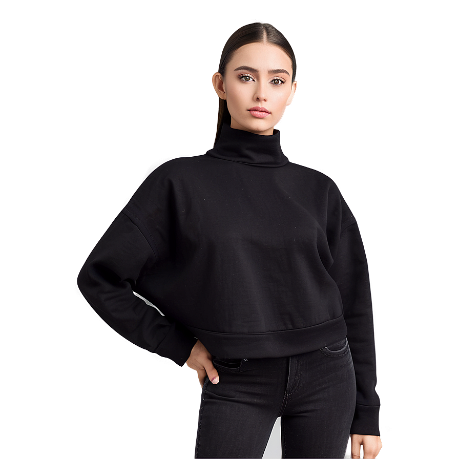 Black Sweatshirt With Asymmetrical Hem Png Xmv PNG Image