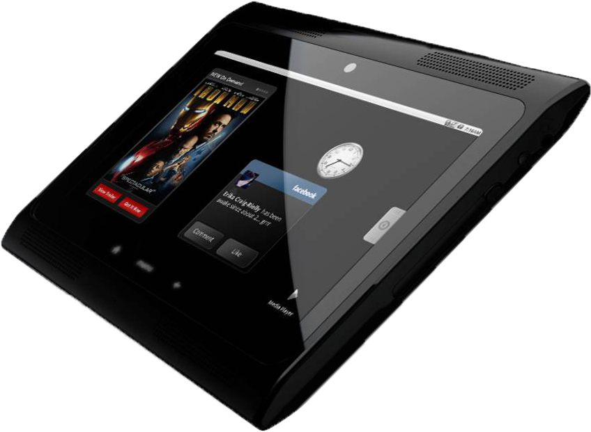 Black Tabletwith Clockand Apps PNG Image