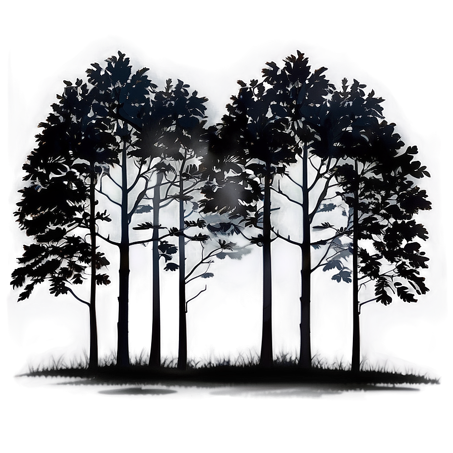 Black Trees In Fog Png Bwd PNG Image