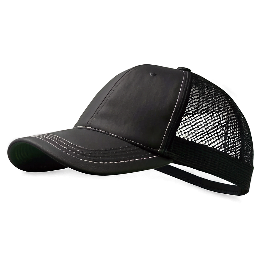 Black Trucker Hat With Breathable Panels Png Ywo76 PNG Image